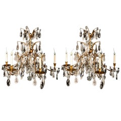 Pr Magnificent Antique French Louis Xvi Style Bagues Rock Crystal Chandeliers, ca