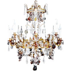 Antique French Louis Xvi Gilt Bronze & Rock Crystal Chandelier By Bagues, ca.1920