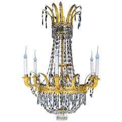 Antique Russian Neoclassical Period Gilt Bronze and Crystal Chandelier, Circa 1820