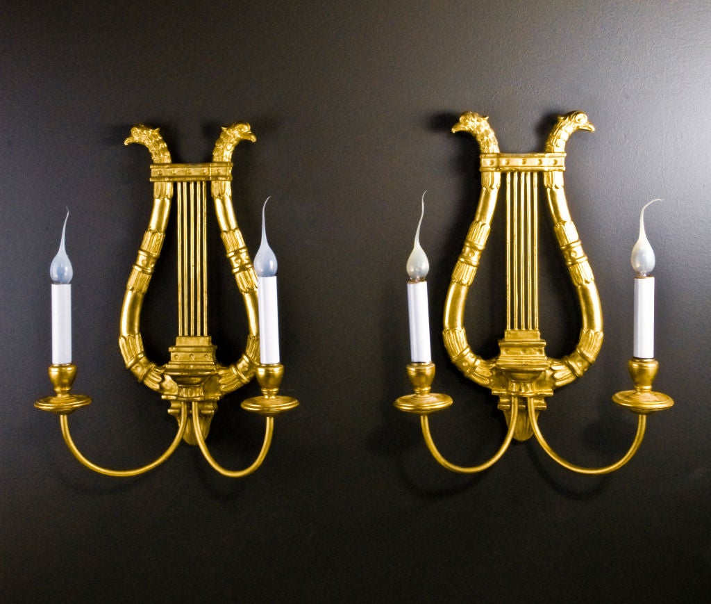 Set  of 4 Antique Italian Carved Giltwood Sconces, Ca.1850's
