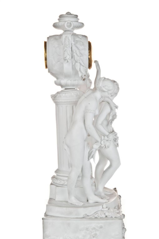 Antique French Figural  White Bisque Porcelain Clock, Ca.1880's For Sale 2