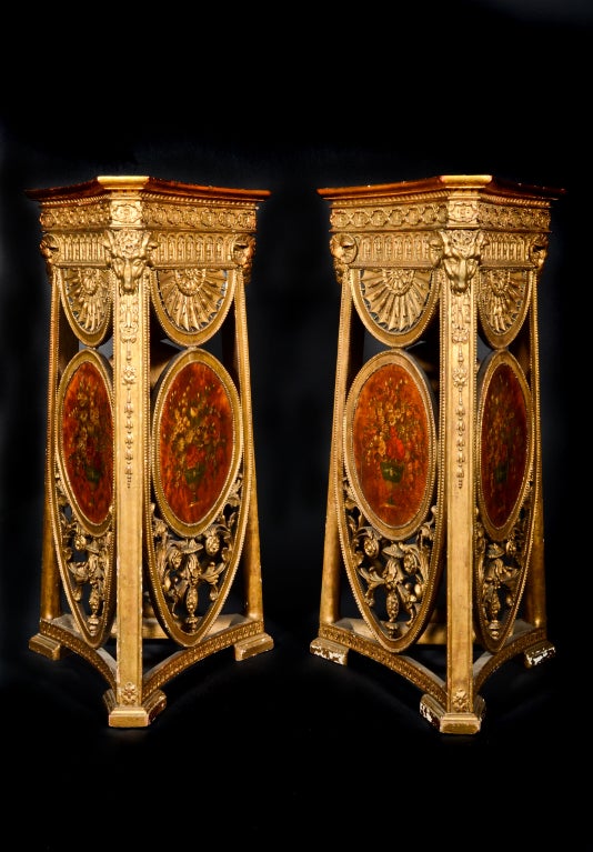 Pair of Important Antique English Adam Style Pedestals, Ca.1870's