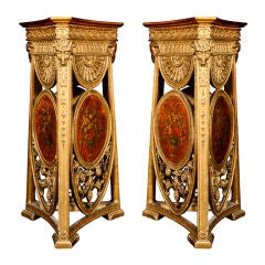 Pair of Important Antique English Adam Style Pedestals, Ca.1870's