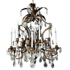 Antique French Louis XVI cage form Bagues RockCrystal Chandelier