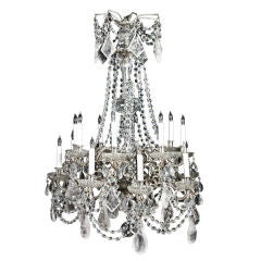 Antique French Louis XVI Silver Bronze & Rock Crystal Chandelier