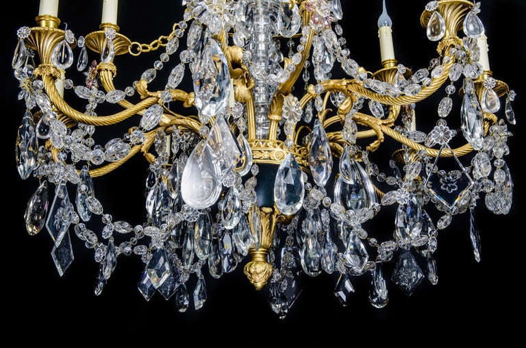 Antique French Louis XVI Baccarat gilt bronze & cut crystal chandelier, 19th c For Sale 3