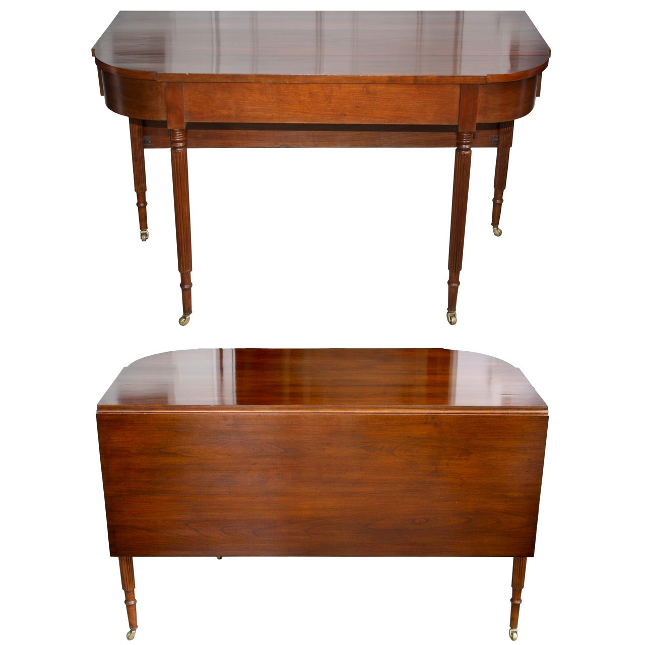 New England Federal Cherrywood Two Part Dining Table OR Pair of Consoles For Sale