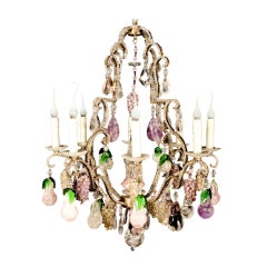 Antique French Louis XVI Rock Crystal Fruit Chandelier