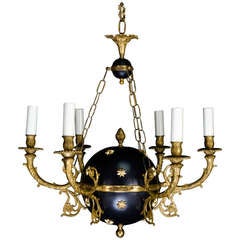 A Superb & Unique Antique French Empire Ball Form Gilt Bronze Chandelier