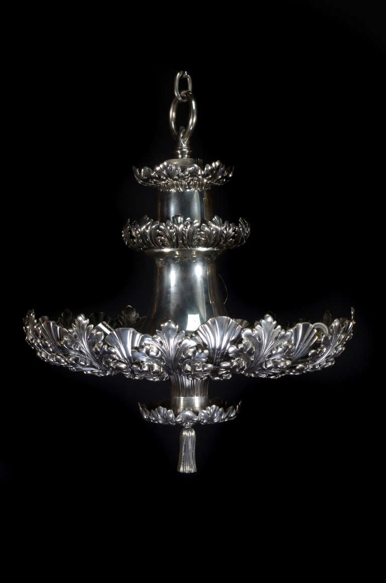A Fine Antique American E.F. Caldwell Silvered Bronze Neoclassical Chandelier, Circa 1900