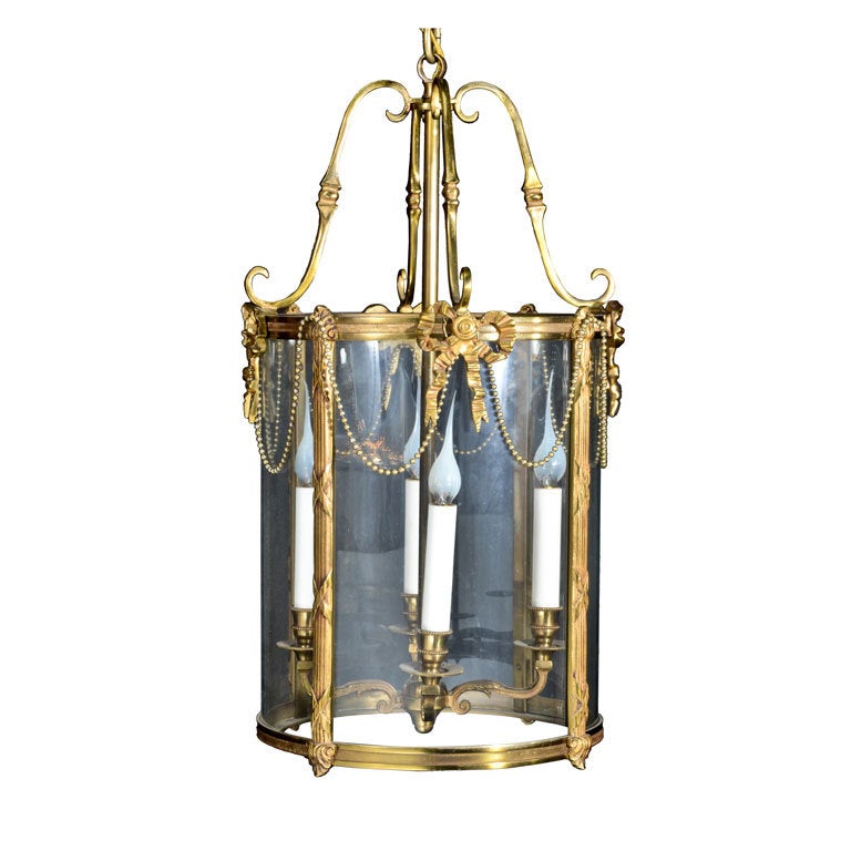 Fine Antique French Louis XVI Gilt Bronze Lantern For Sale