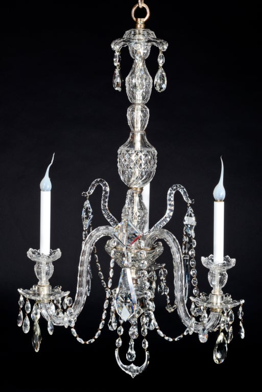 Pair Superb  Antique English George III Cut Crystal Chandeliers