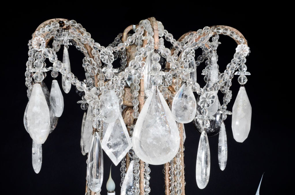 Antique Bagues French Cut Rock Crystal Chandelier In Good Condition For Sale In New York, NY