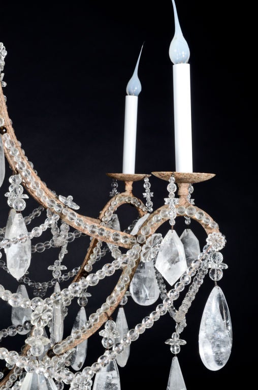 20th Century Antique Bagues French Cut Rock Crystal Chandelier For Sale