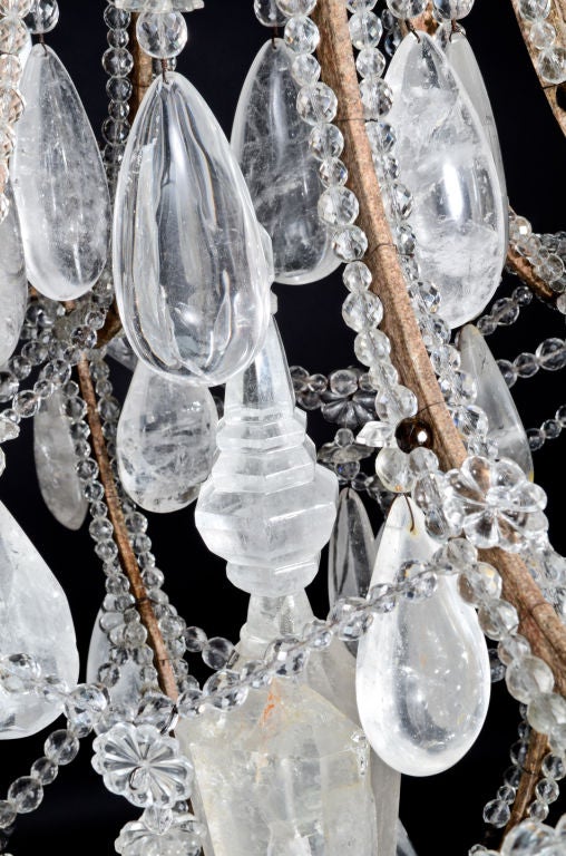 Bronze Antique Bagues French Cut Rock Crystal Chandelier For Sale
