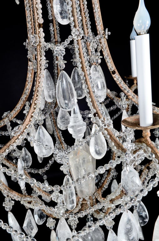Antique Bagues French Cut Rock Crystal Chandelier For Sale 1