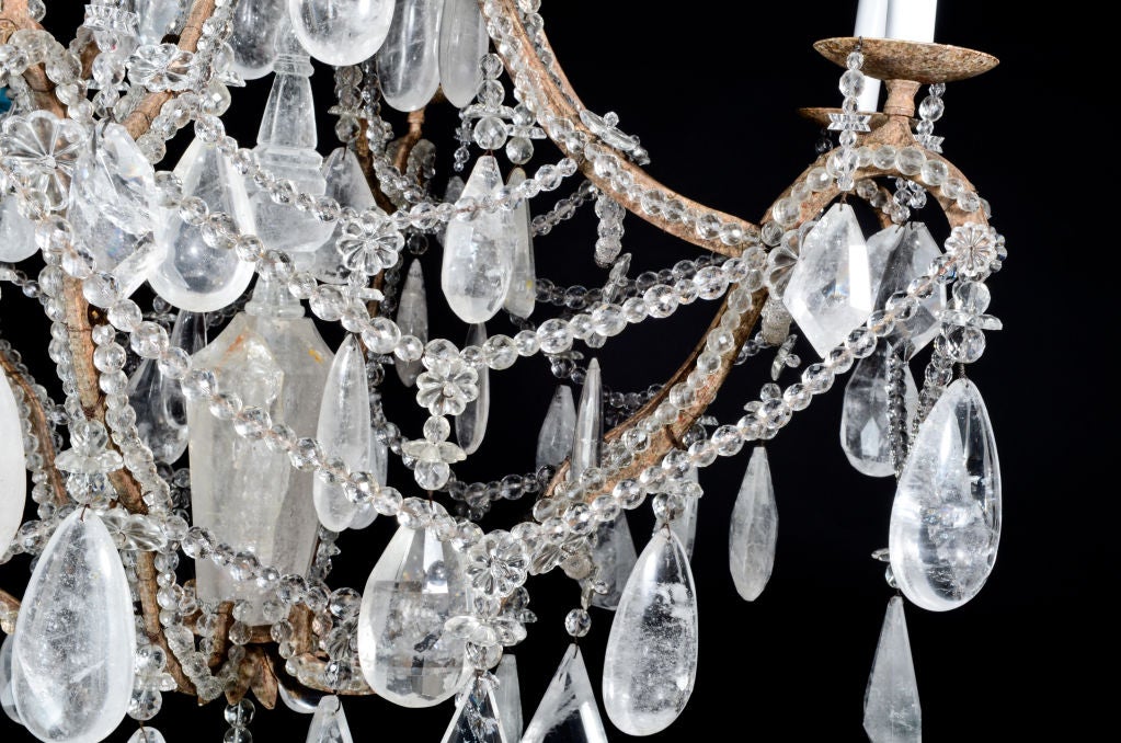 Antique Bagues French Cut Rock Crystal Chandelier For Sale 2