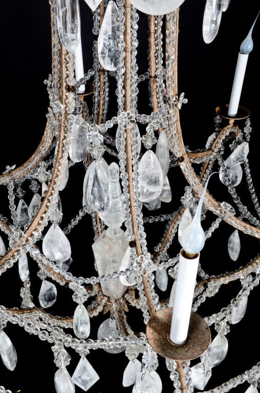 Antique Bagues French Cut Rock Crystal Chandelier For Sale 3