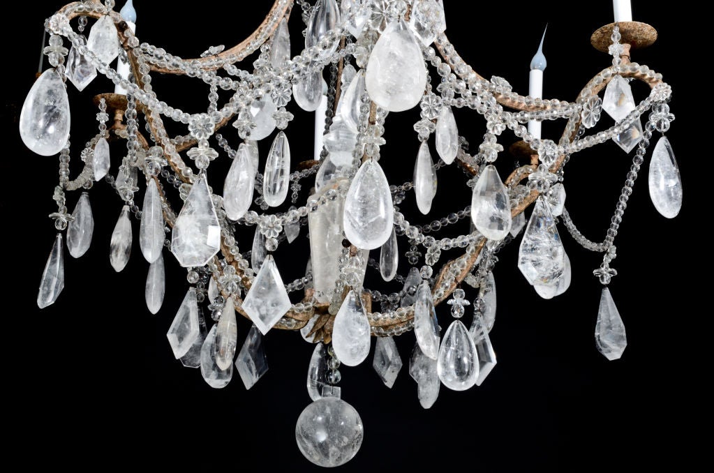 Antique Bagues French Cut Rock Crystal Chandelier For Sale 4