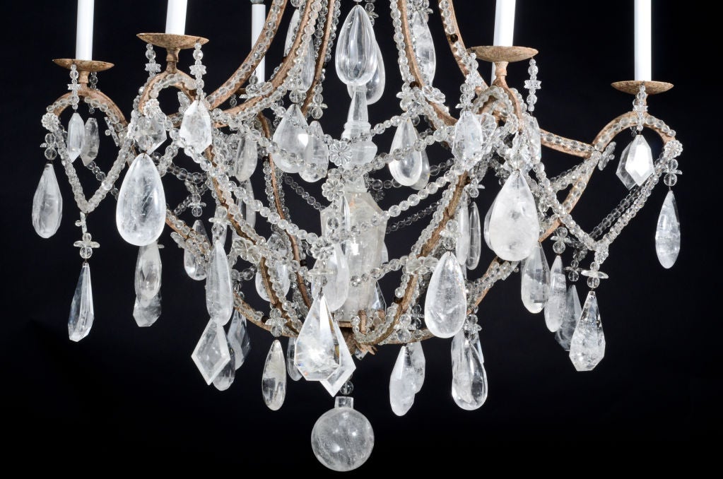 Antique Bagues French Cut Rock Crystal Chandelier For Sale 5