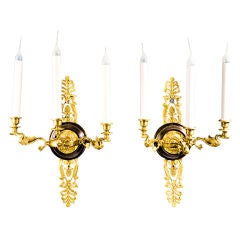 Pr. Antique French Empire Neoclassical  Wall Sconces, ca.1860's.