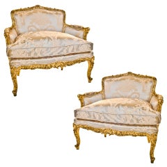 Pair of Antique French Louis XVI Gilt Wood Marquises