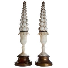 Pair Of Antique Art Deco Murano Glass Lamps