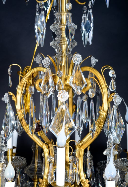 19th Century A Large Antique Baccarat Gilt Bronze & Cut Crystal Chandelier For Sale