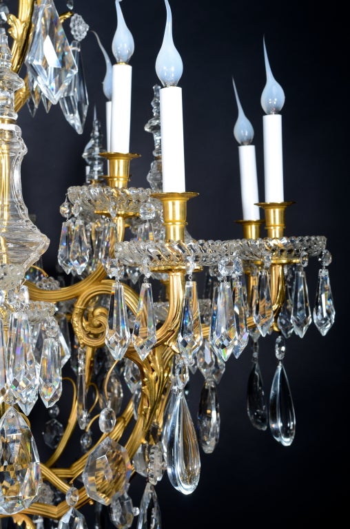 Ormolu A Large Antique Baccarat Gilt Bronze & Cut Crystal Chandelier For Sale