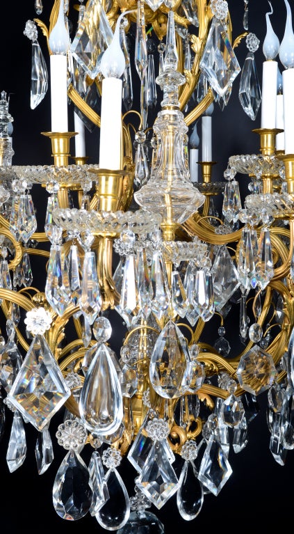 A Large Antique Baccarat Gilt Bronze & Cut Crystal Chandelier For Sale 2