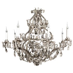 French Louis XVI Bagues Style Cut Rock Crystal Chandelier