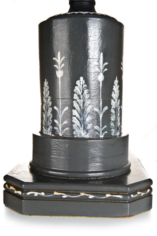 Pr Antique English Black & White Jasperware Wedgewood Lamps For Sale 2
