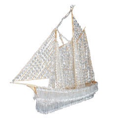 Bagues French Gilt Bronze &  Crystal Ship Chandelier, ca.1920's.