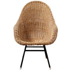 Jacques Adnet Style Woven Rattan Chair