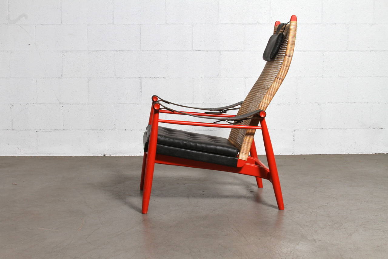 Mid-Century Modern P.J. Muntendam for Gebr. Jonkers Rattan Lounge Chair