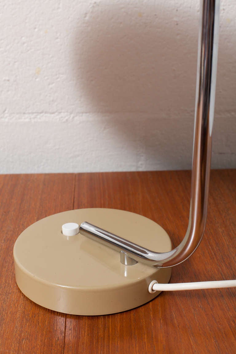 Metal Bauhaus Style Chrome and Khaki Table Lamp