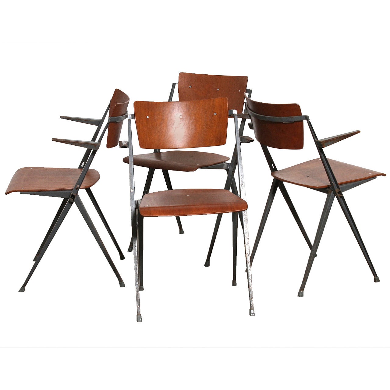Set of 4 Wim Rietvled "Pyramid" Chairs for Ahrend de Cirkel