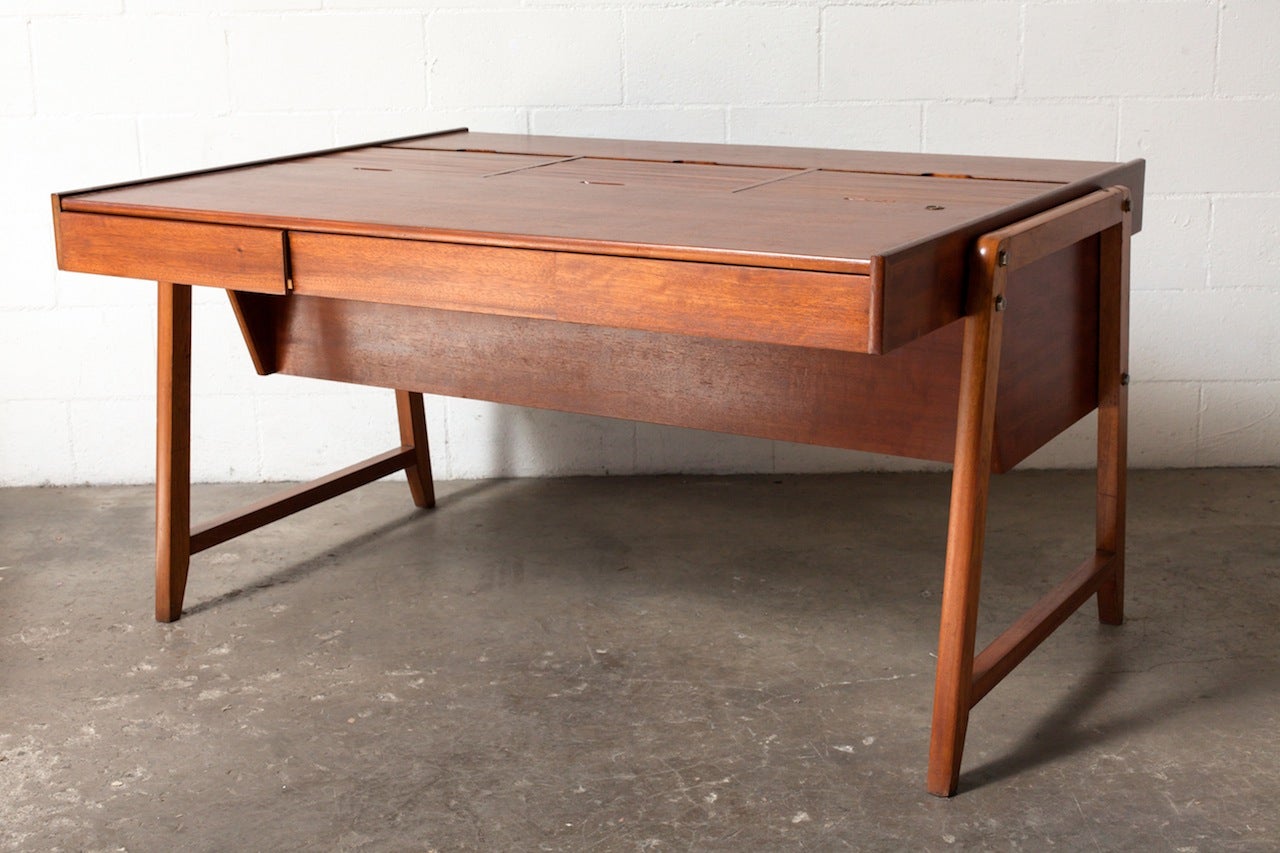 Extravagant Professional Desk with Tambourd Top File Cabinets