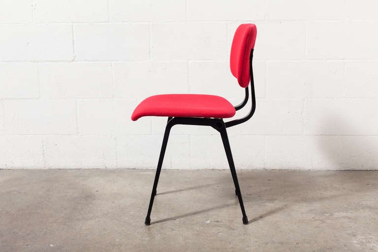 Upholstery Pair of Red Upholstered Friso Kramer Revolt Chairs