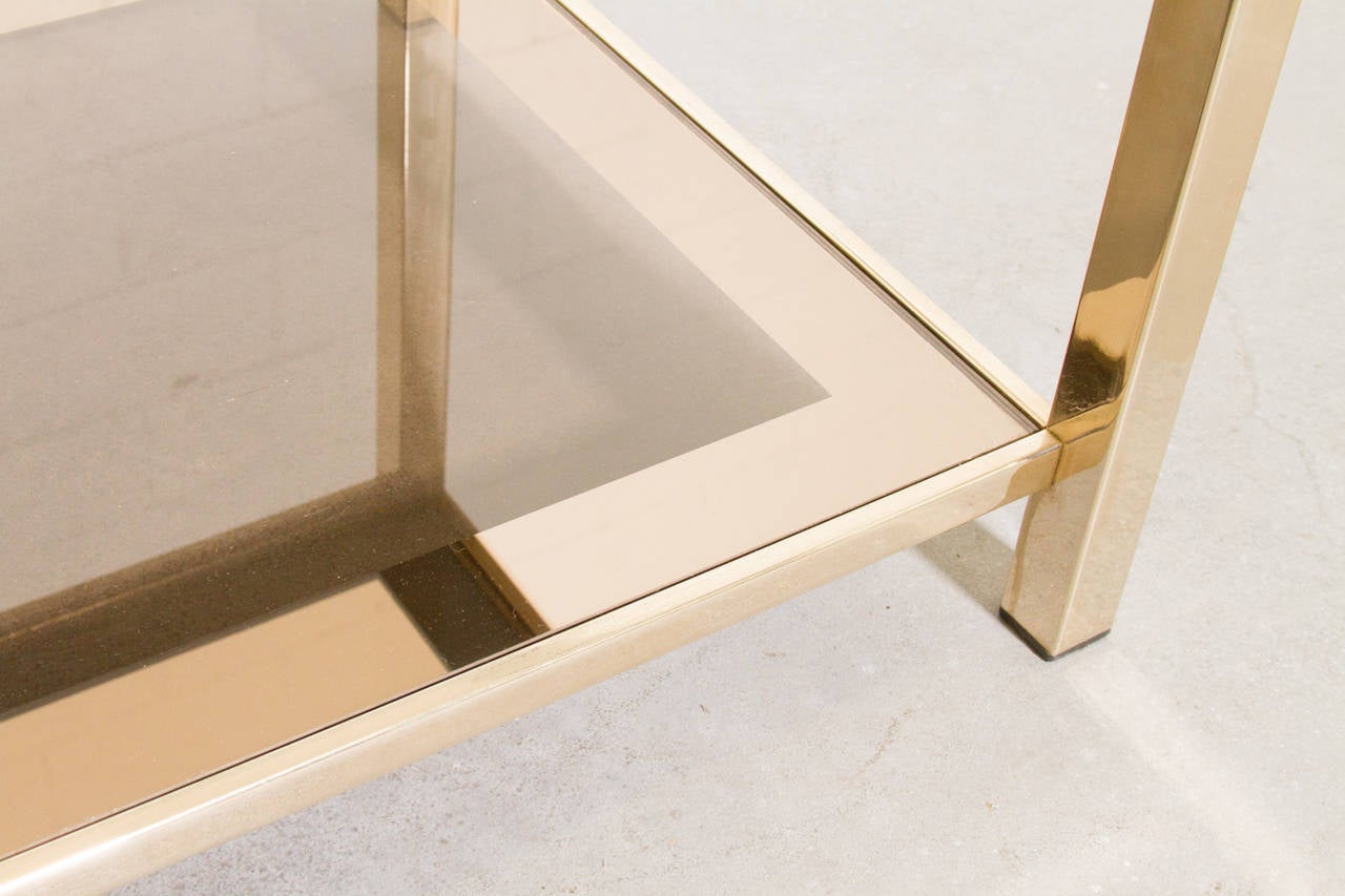Mid-20th Century Pair of Guy Lefevre for Maison Jansen Style Gold Plated Side Tables