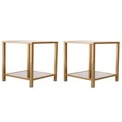 Pair of Guy Lefevre for Maison Jansen Style Gold Plated Side Tables