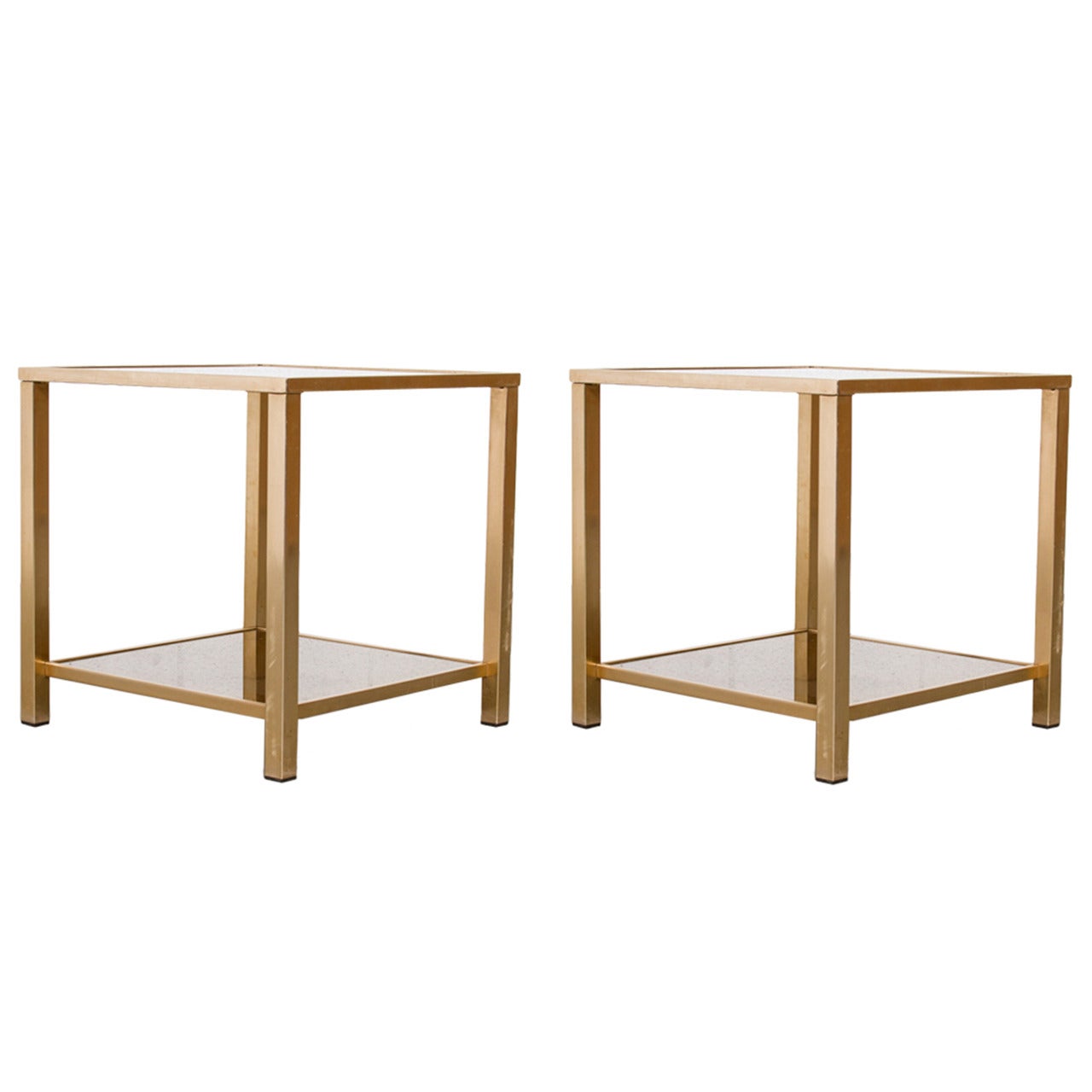 Pair of Guy Lefevre for Maison Jansen Style Gold Plated Side Tables