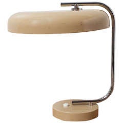 Vintage Bauhaus Style Chrome and Khaki Table Lamp
