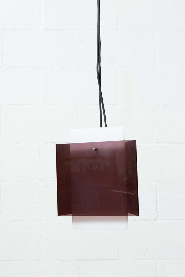 Mid-Century Modern Pair of Plexiglass Hanging Lamps by Yki Nummi