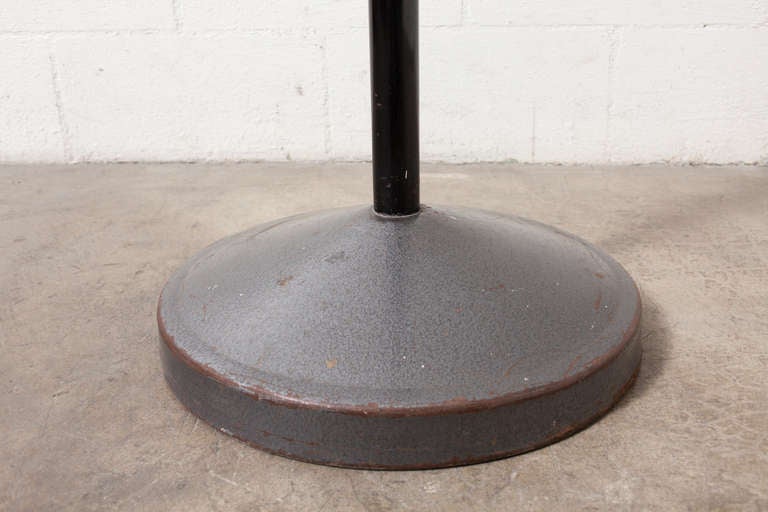 Mid-20th Century Art Deco Standing Coat Rack w/ Spinning Chrome Top, Black Stem, and Iron Base For Sale