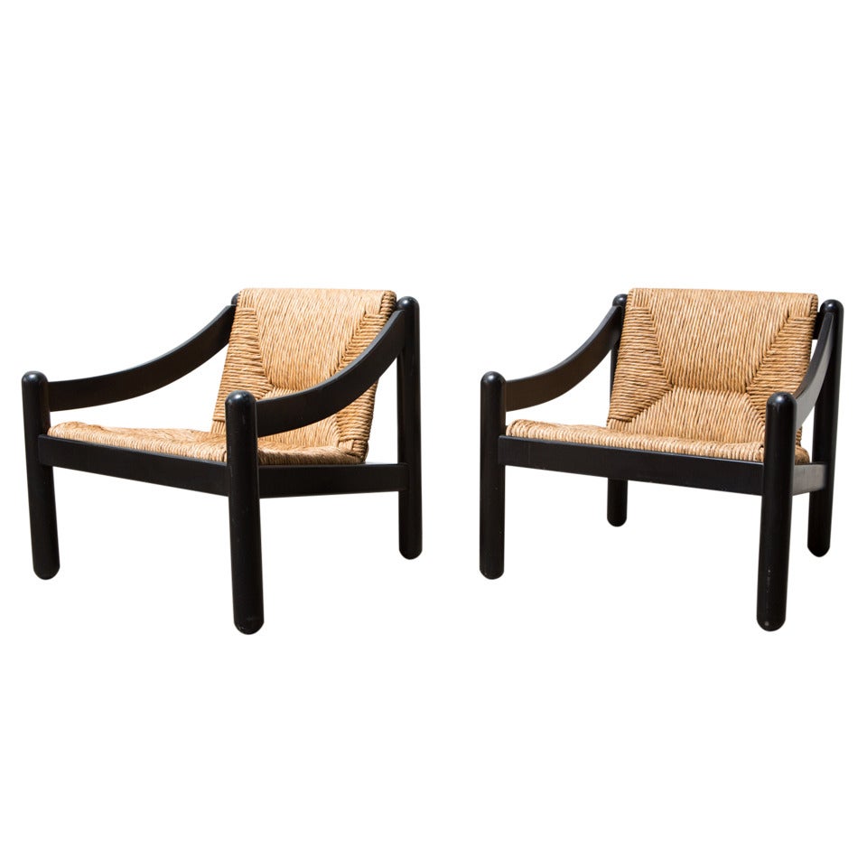 Pair of Vico Magistretti for Cassina “Carimate” Lounge Chairs
