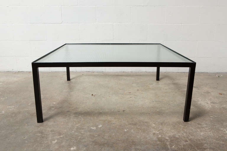 Dutch Artimeta Attributed Square Metal and Glass Coffee Table