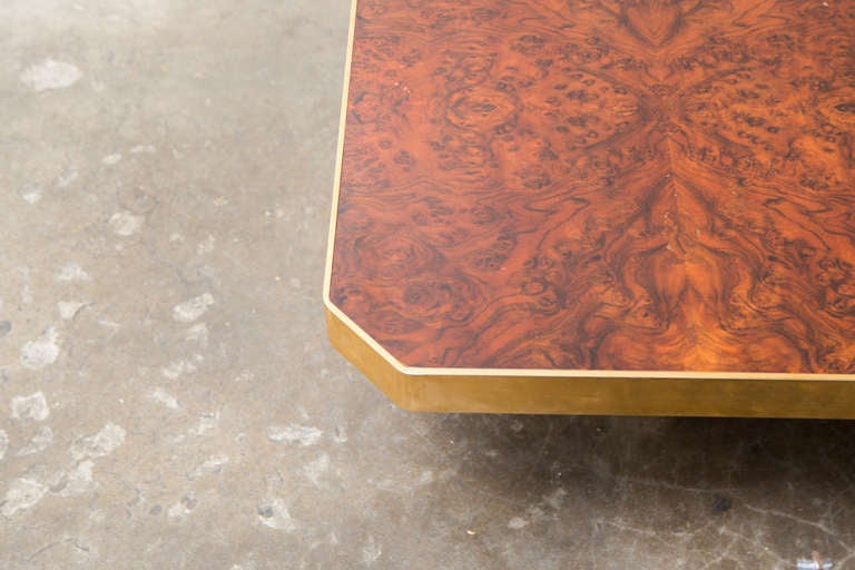 Burled Wood and Brass Coffee Table 2