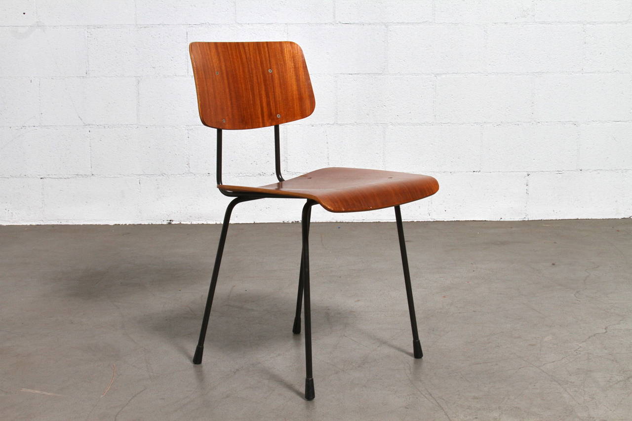 Mid-Century Modern Set of Six Gispen Plywood Chairs by A.R. Cordemeijer