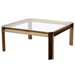 Brass and Glass Industrial Style Coffee Table